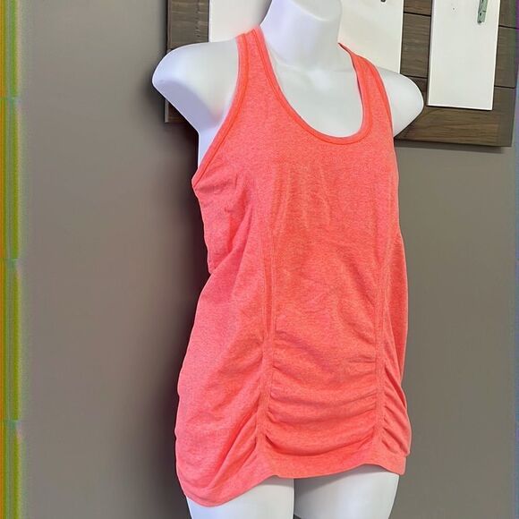 Athleta Heather Bright Orange Razorback Tank Top Vertical Rouging Stripes-Med - Picture 2 of 12